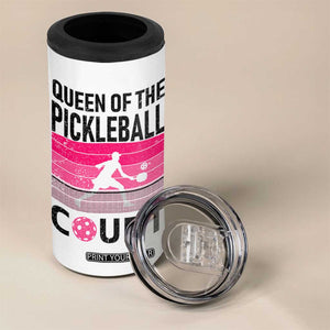 Pickleball Gifts For Women 4 in 1 Can Cooler Tumbler Queen Of The Court Pink Pickle Ball Lovers Player Coach TB10 Print Your Wear