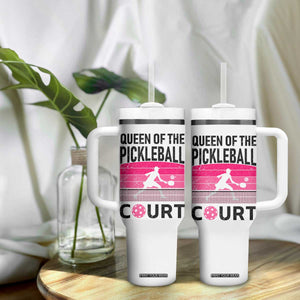 Pickleball Gifts For Women Tumbler With Handle Queen Of The Court Pink Pickle Ball Lovers Player Coach TB10 Print Your Wear