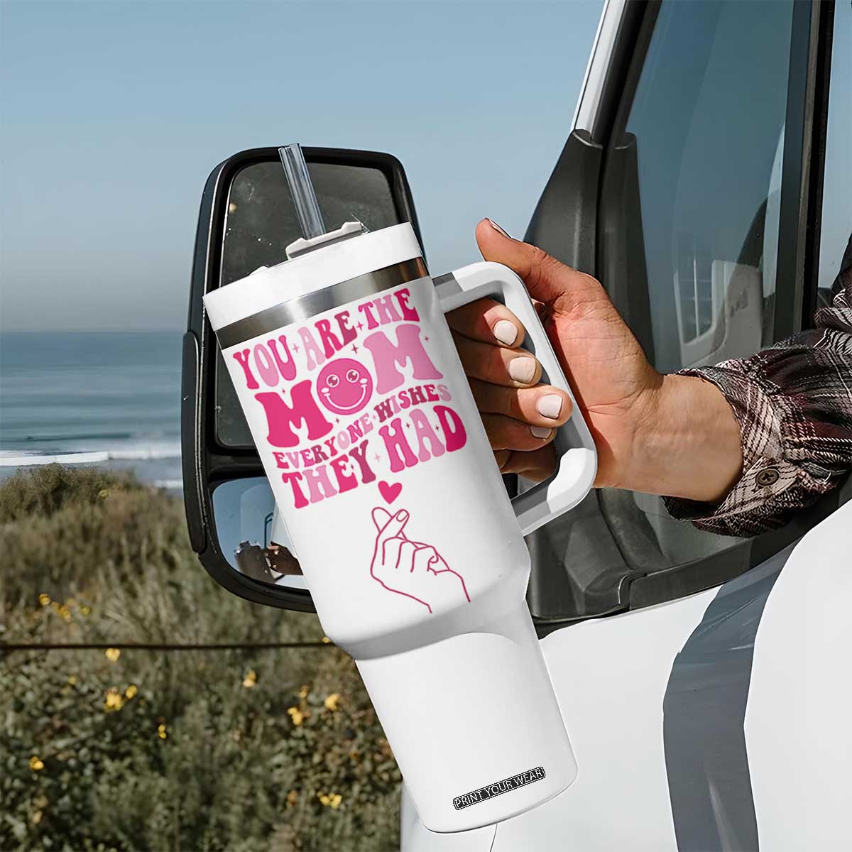 Funny Mom Birthday Gift Tumbler With Handle Cute Valentines Mothers Day Present From Daughter Son TB10 Print Your Wear