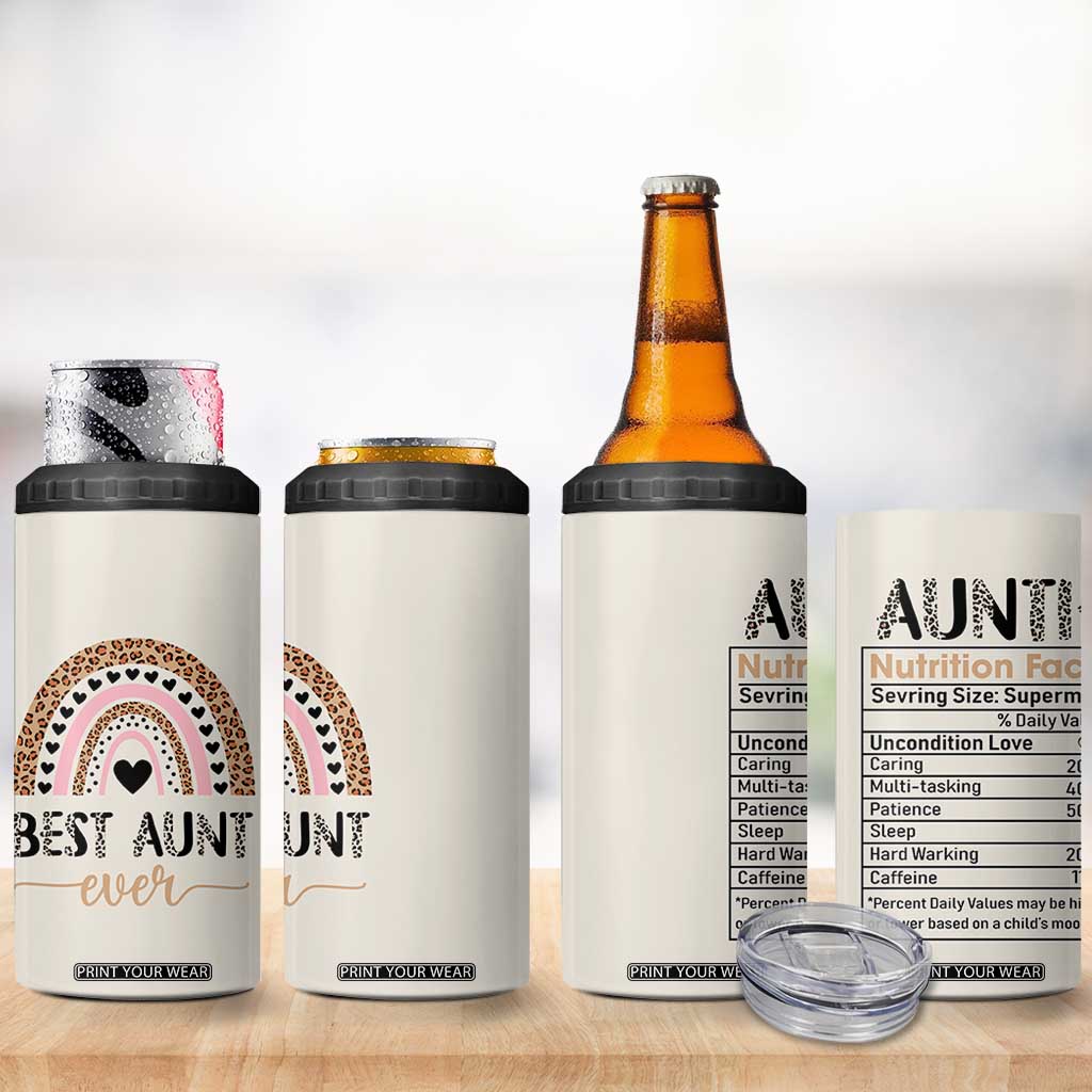 Gift For Aunt 4 in 1 Can Cooler Tumbler Best Aunt Ever Leopard Print TB10 Print Your Wear