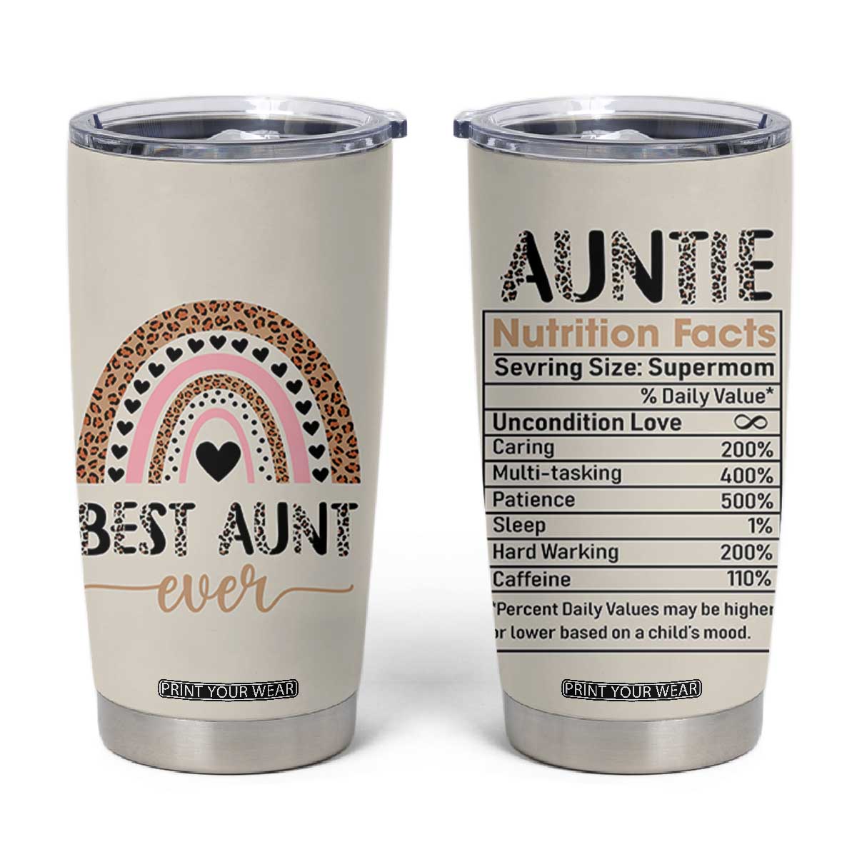 Gift For Aunt Tumbler Cup Best Aunt Ever Leopard Print TB10 Beige Print Your Wear