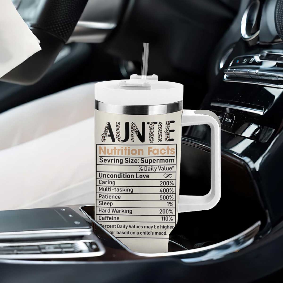 Gift For Aunt Tumbler With Handle Best Aunt Ever Leopard Print TB10 Print Your Wear
