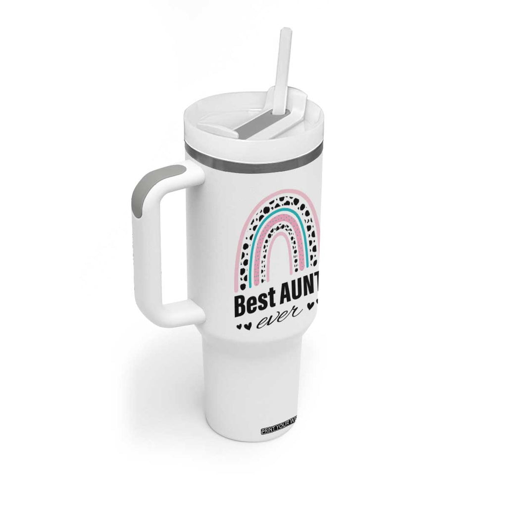 Best Aunt Ever Tumbler with Handle - Travel Drinkware with Rainbow Design - Gift for Aunts TB10 Print Your Wear
