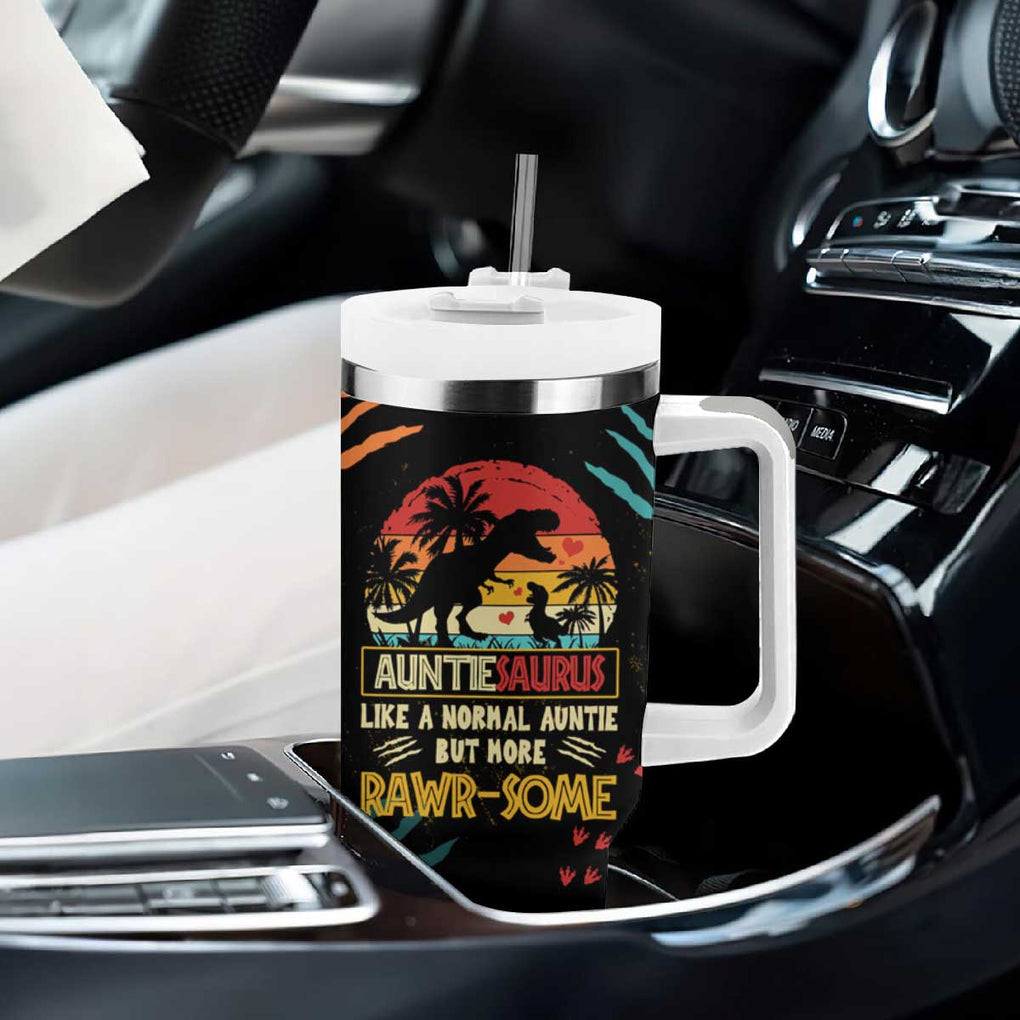 Auntiesaurus Dinosaur Tumbler With Handle Auntie Saurus Family Like A Normal Auntie But More Rawr-Some TB10 Print Your Wear