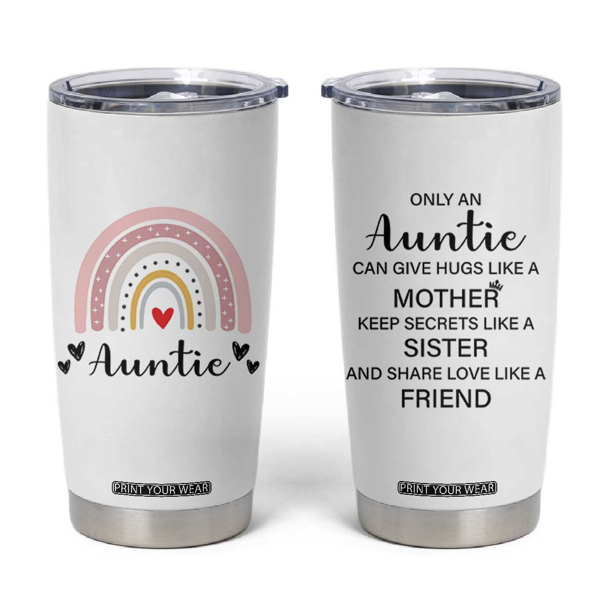Auntie Gifts Tumbler Cup Aunts Gifts For Birthday Christmas Mothers Day TB10 White Print Your Wear