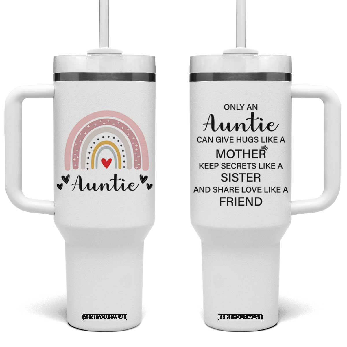 Auntie Gifts Tumbler With Handle Aunts Gifts For Birthday Christmas Mothers Day TB10 One Size: 40 oz White Print Your Wear