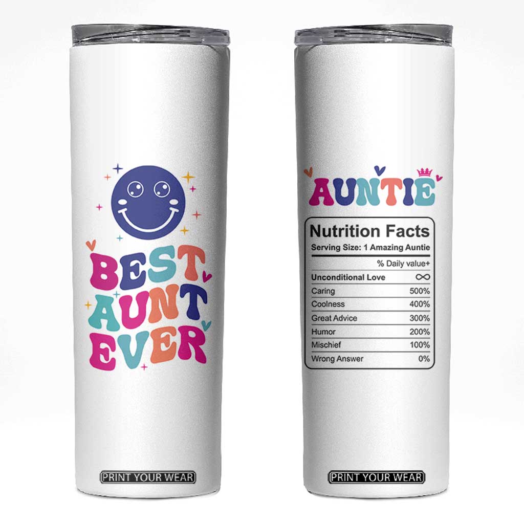 Aunt Gift Ideas Skinny Tumbler Best Auntie Ever Christmas Birthday Present TB10 White Print Your Wear