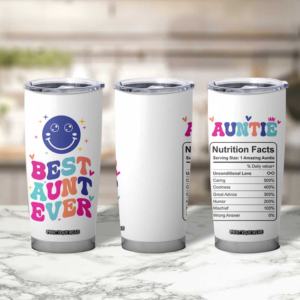 Aunt Gift Ideas Tumbler Cup Best Auntie Ever Christmas Birthday Present TB10 Print Your Wear