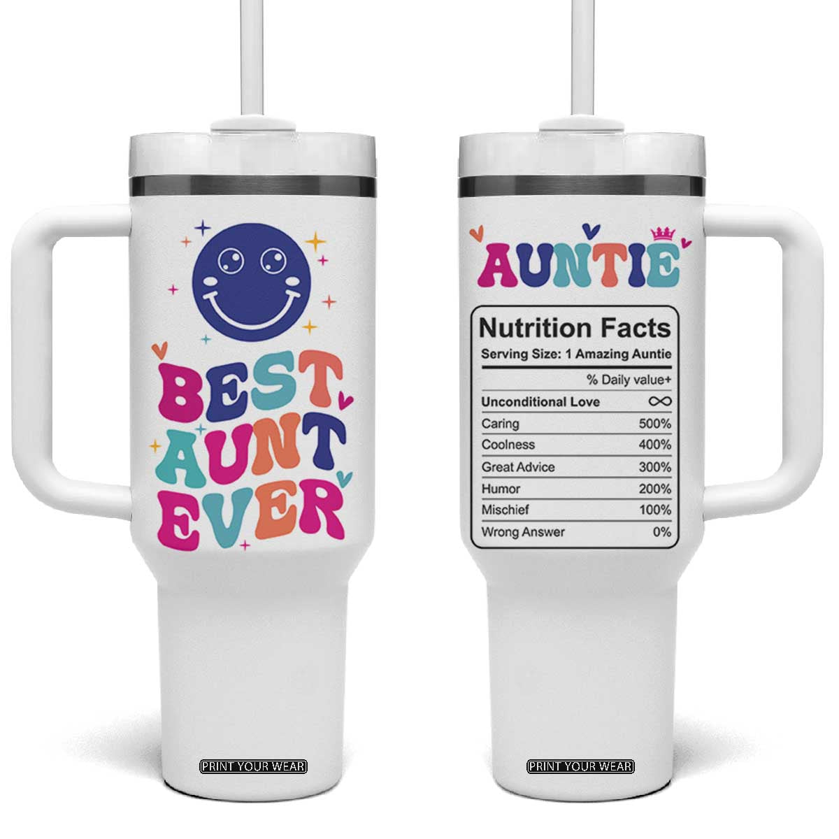 Aunt Gift Ideas Tumbler With Handle Best Auntie Ever Christmas Birthday Present TB10 One Size: 40 oz White Print Your Wear