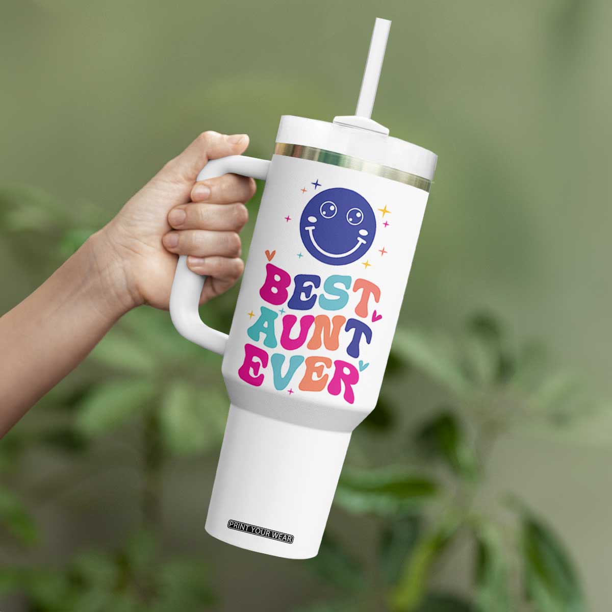 Aunt Gift Ideas Tumbler With Handle Best Auntie Ever Christmas Birthday Present TB10 Print Your Wear