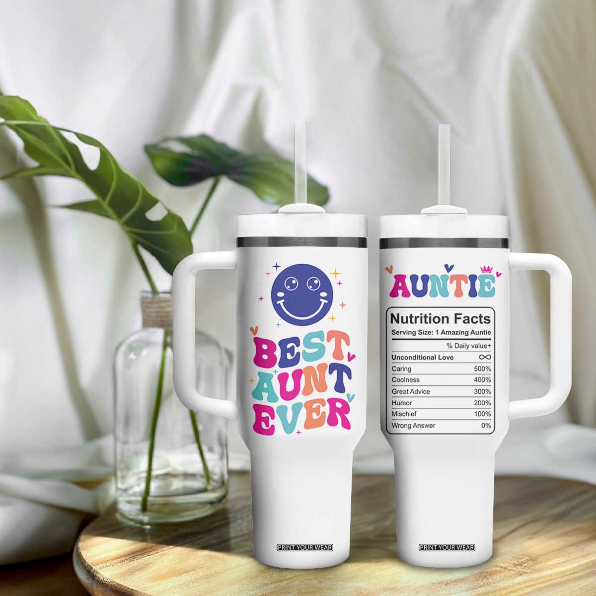 Aunt Gift Ideas Tumbler With Handle Best Auntie Ever Christmas Birthday Present TB10 Print Your Wear