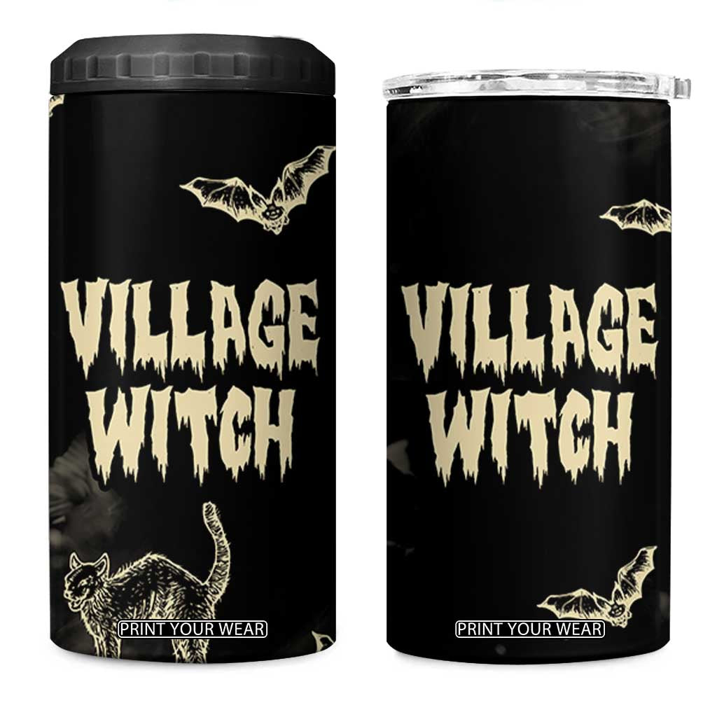 Witch Cat 4 in 1 Can Cooler Tumbler Witchy Vibes Halloween Black Cat Lover Gifts TB10 One Size: 16 oz Black Print Your Wear