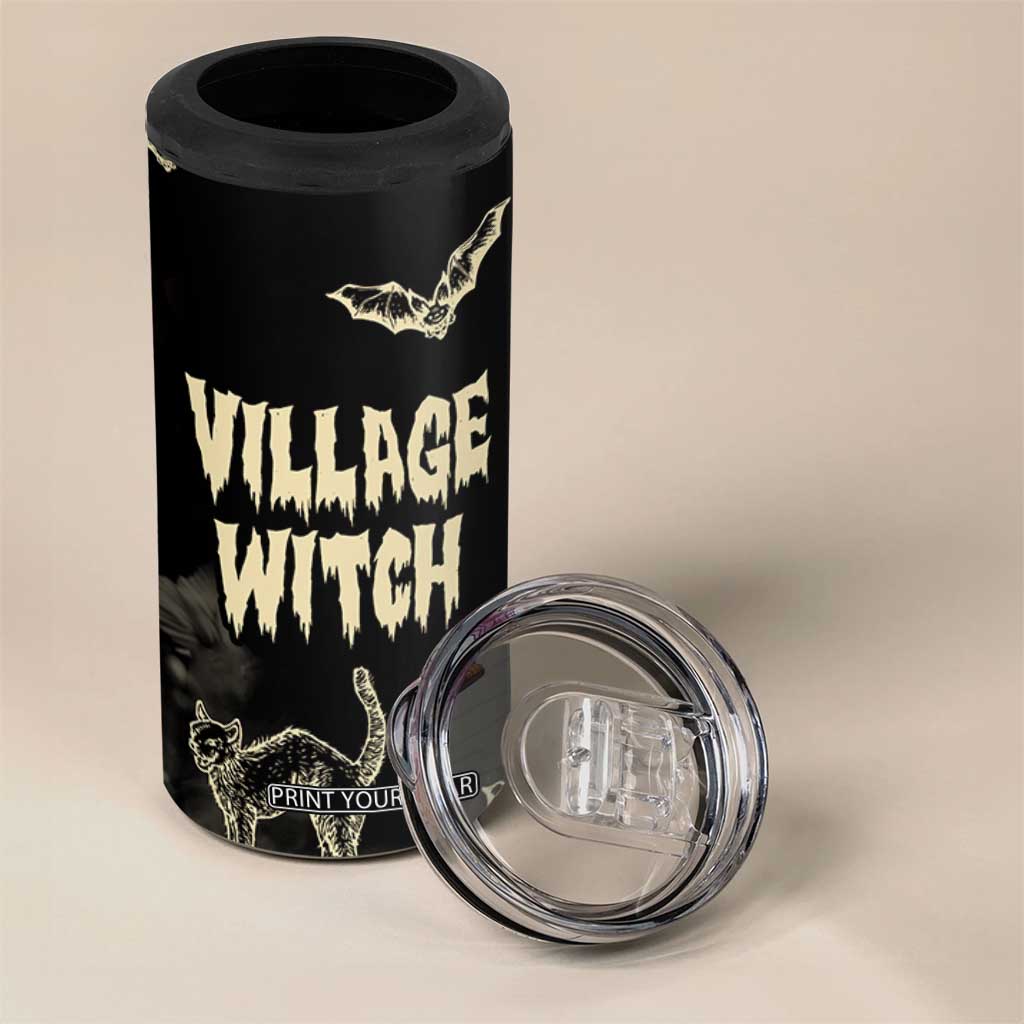 Witch Cat 4 in 1 Can Cooler Tumbler Witchy Vibes Halloween Black Cat Lover Gifts TB10 Print Your Wear