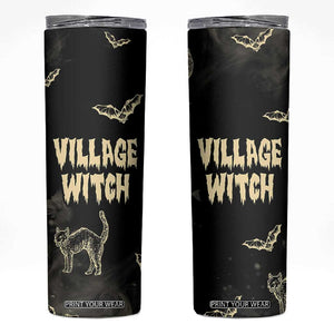 Witch Cat Skinny Tumbler Witchy Vibes Halloween Black Cat Lover Gifts TB10 Black Print Your Wear