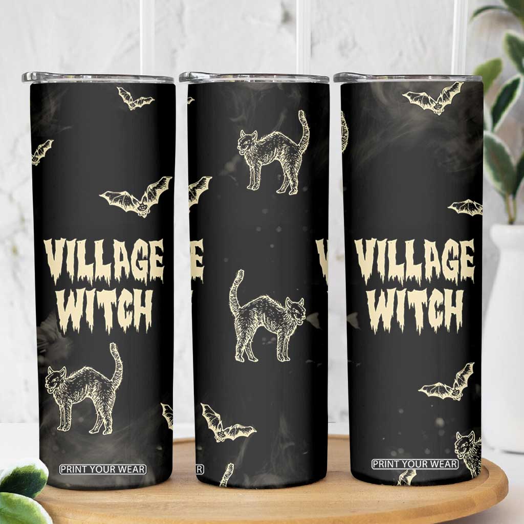 Witch Cat Skinny Tumbler Witchy Vibes Halloween Black Cat Lover Gifts TB10 Print Your Wear