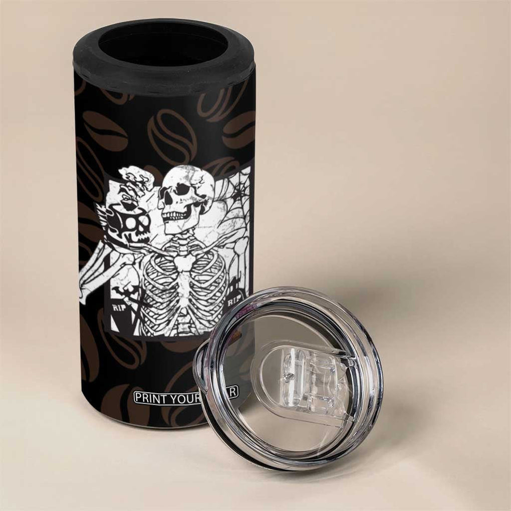 Skeleton Drinking Coffee 4 in 1 Can Cooler Tumbler Touch My Coffee And I Will Drink It From Your Skull TB10 Print Your Wear