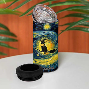 Halloween Kamala Harris 2024 4 in 1 Can Cooler Tumbler Wichy Vibes Starry Night Funny Black Cat Lady With Chucks Trump Hair TB10 Print Your Wear