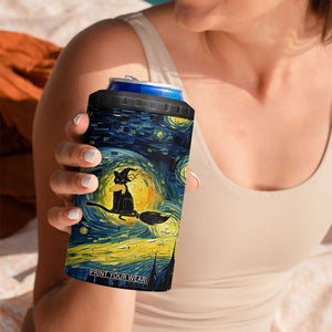 Halloween Kamala Harris 2024 4 in 1 Can Cooler Tumbler Wichy Vibes Starry Night Funny Black Cat Lady With Chucks Trump Hair TB10 Print Your Wear