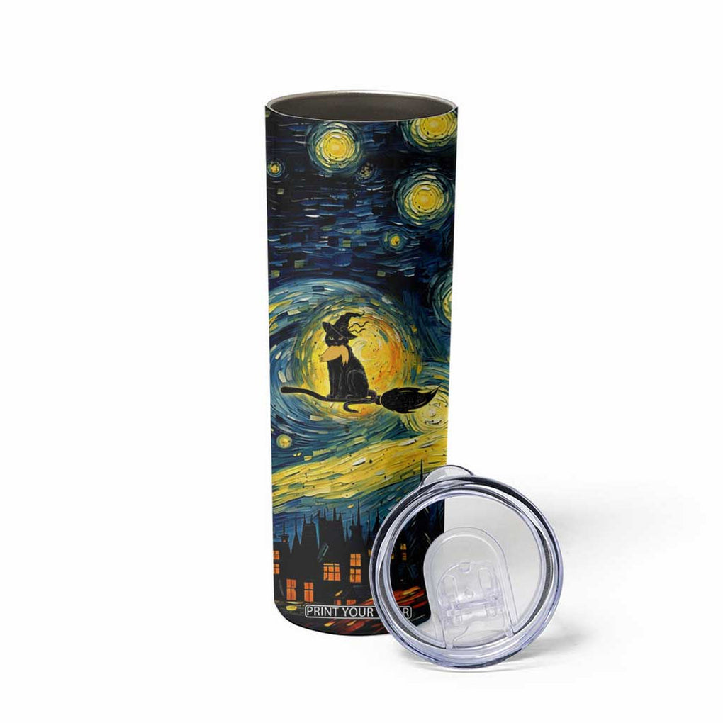 Halloween Kamala Harris 2024 Skinny Tumbler Wichy Vibes Starry Night Funny Black Cat Lady With Chucks Trump Hair TB10 Print Your Wear