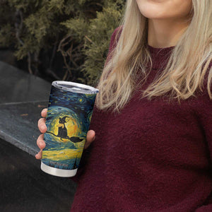 Halloween Kamala Harris 2024 Tumbler Cup Wichy Vibes Starry Night Funny Black Cat Lady With Chucks Trump Hair TB10 Print Your Wear