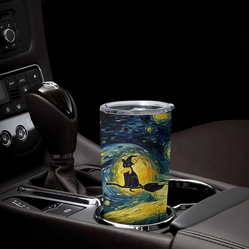 Halloween Kamala Harris 2024 Tumbler Cup Wichy Vibes Starry Night Funny Black Cat Lady With Chucks Trump Hair TB10 Print Your Wear