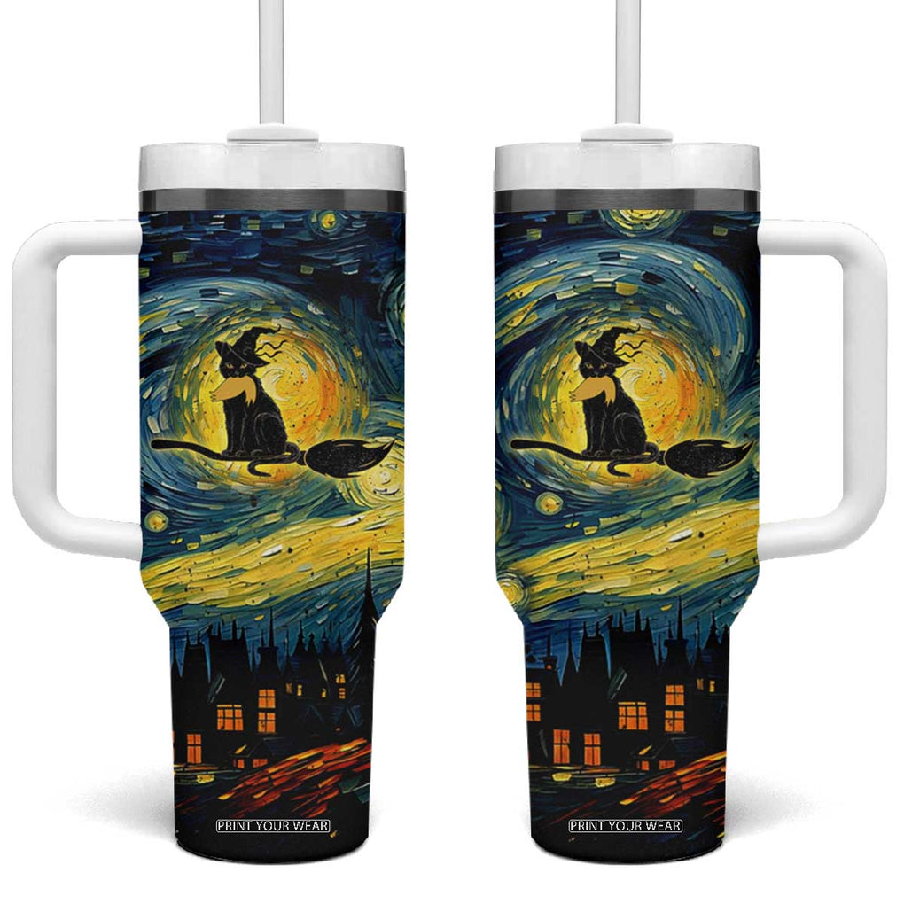 Halloween Kamala Harris 2024 Tumbler With Handle Wichy Vibes Starry Night Funny Black Cat Lady With Chucks Trump Hair TB10 One Size: 40 oz Starry Night Print Your Wear