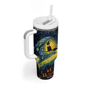 Halloween Kamala Harris 2024 Tumbler With Handle Wichy Vibes Starry Night Funny Black Cat Lady With Chucks Trump Hair TB10 Print Your Wear