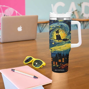 Halloween Kamala Harris 2024 Tumbler With Handle Wichy Vibes Starry Night Funny Black Cat Lady With Chucks Trump Hair TB10 Print Your Wear