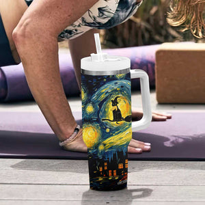 Halloween Kamala Harris 2024 Tumbler With Handle Wichy Vibes Starry Night Funny Black Cat Lady With Chucks Trump Hair TB10 Print Your Wear