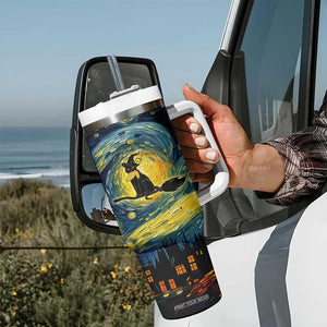 Halloween Kamala Harris 2024 Tumbler With Handle Wichy Vibes Starry Night Funny Black Cat Lady With Chucks Trump Hair TB10 Print Your Wear