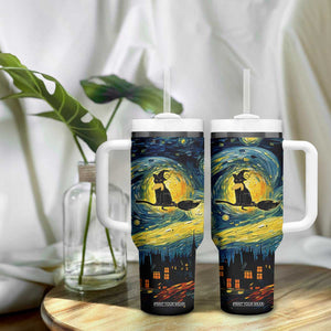 Halloween Kamala Harris 2024 Tumbler With Handle Wichy Vibes Starry Night Funny Black Cat Lady With Chucks Trump Hair TB10 Print Your Wear