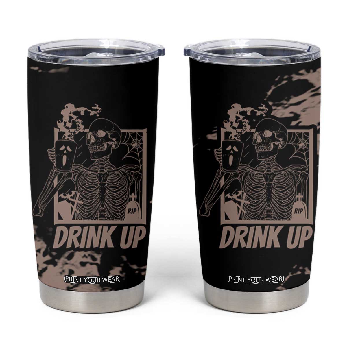 Skeleton Coffee Tumbler Cup Skull Skeleton Halloween Coffee Lover TB10 Black Print Your Wear