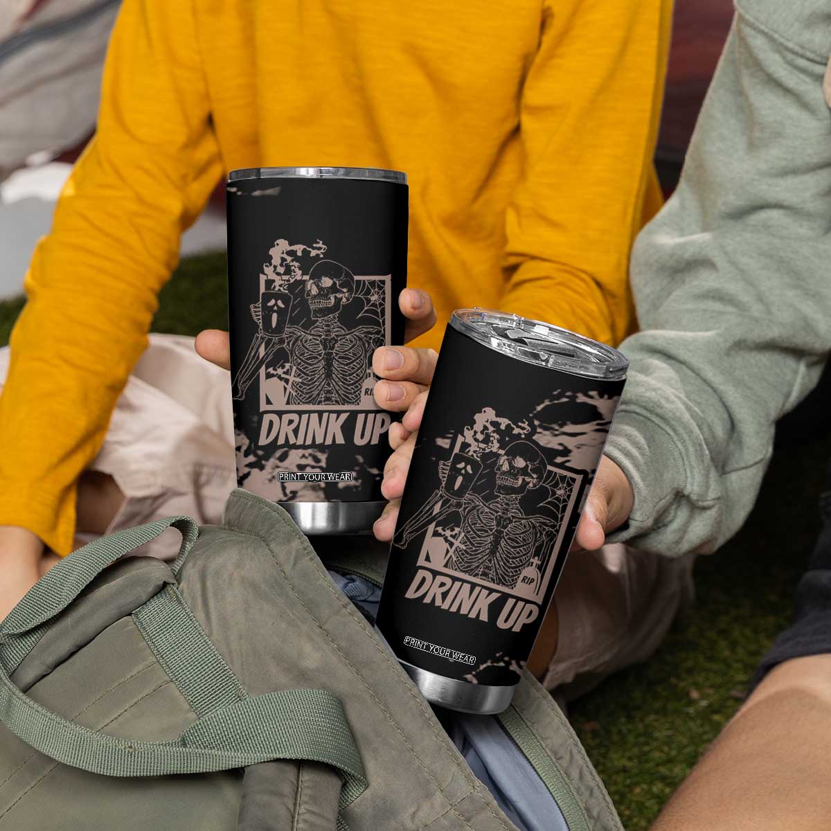 Skeleton Coffee Tumbler Cup Skull Skeleton Halloween Coffee Lover TB10 Print Your Wear