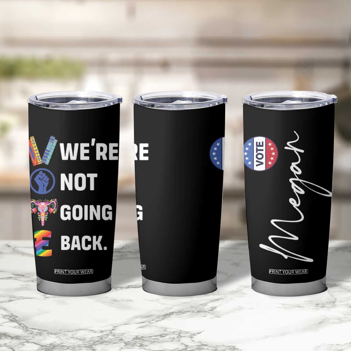 Personalized Harris Walz 2024 Tumbler Cup Custom Name Were Not Going Back Support Madam President TB10 Print Your Wear