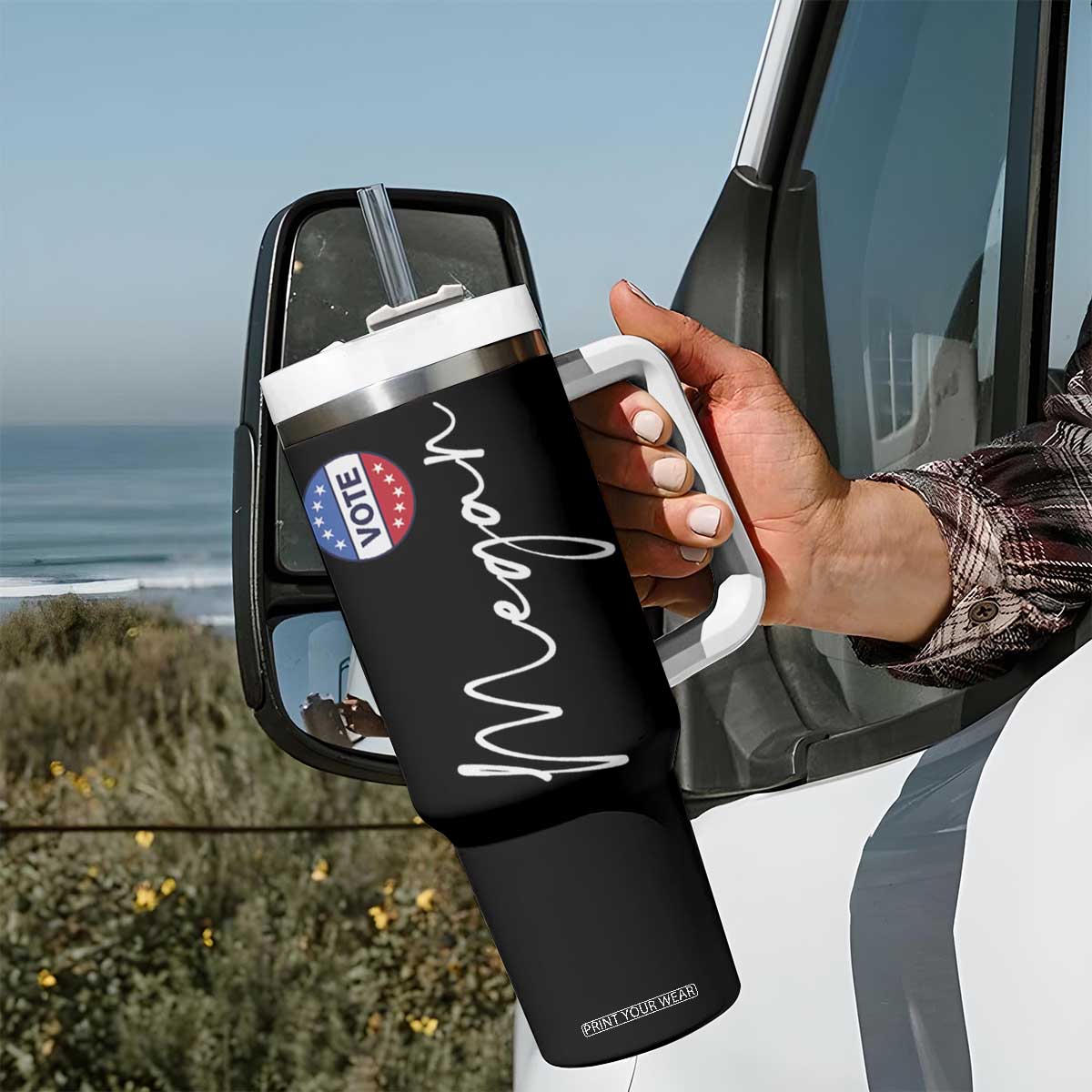 Personalized Harris Walz 2024 Tumbler With Handle Custom Name Were Not Going Back Support Madam President TB10 Print Your Wear