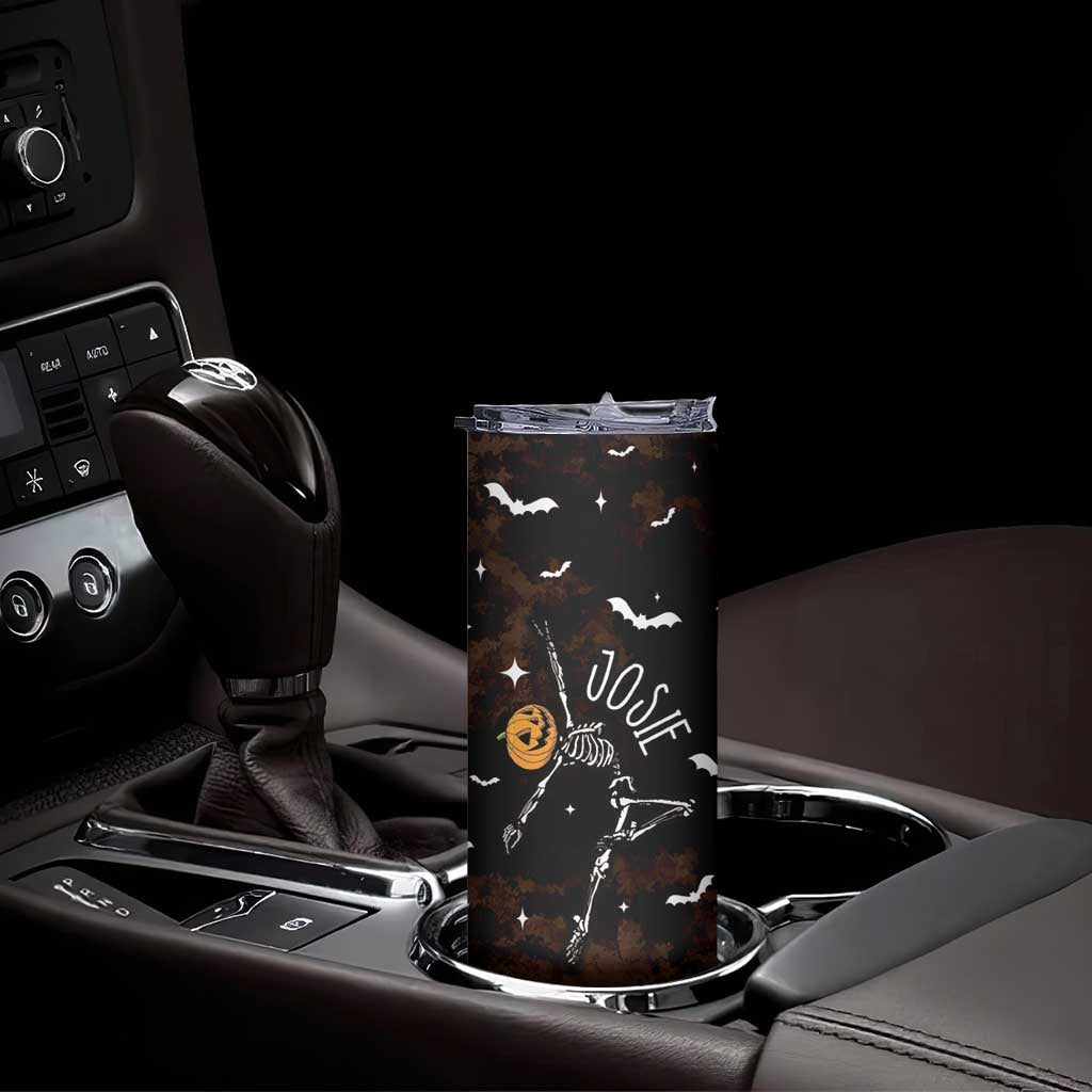 Personalized Halloween Dancing Skeleton Skinny Tumbler Custom Name Coffee Lover Spooky Season Gift TB10 Print Your Wear