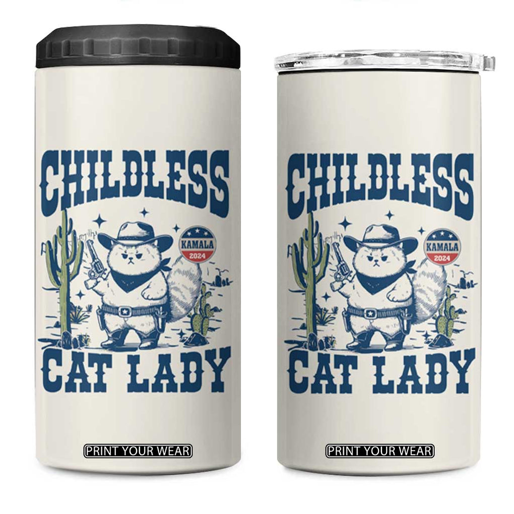 Childless Cat Ladies For Kamala Harris 2024 4 in 1 Can Cooler Tumbler Funny Cowboy Cat Gifts for Pet Lovers TB10 One Size: 16 oz Cream Print Your Wear