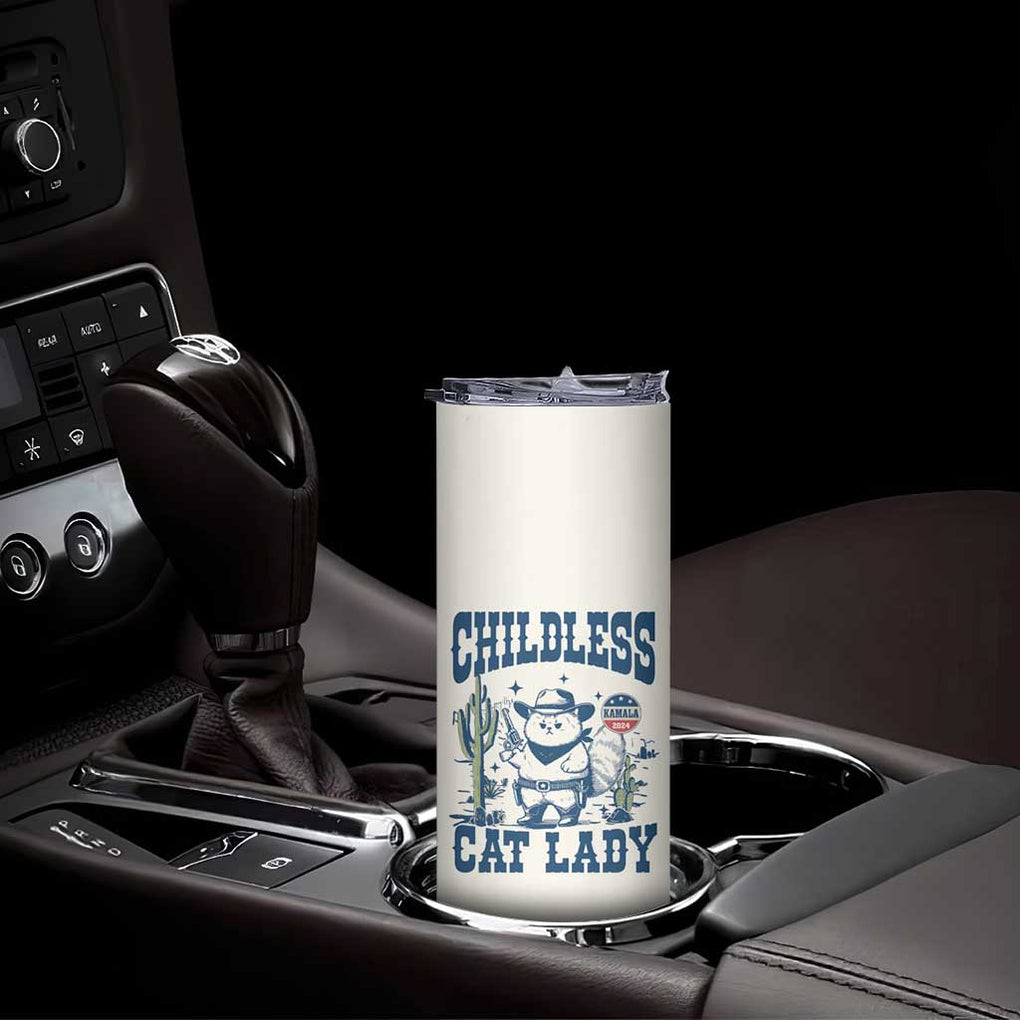 Childless Cat Ladies For Kamala Harris 2024 Skinny Tumbler Funny Cowboy Cat Gifts for Pet Lovers TB10 Print Your Wear