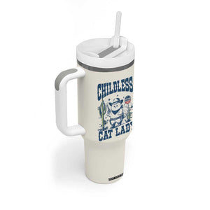 Childless Cat Ladies For Kamala Harris 2024 Tumbler With Handle Funny Cowboy Cat Gifts for Pet Lovers TB10 Print Your Wear