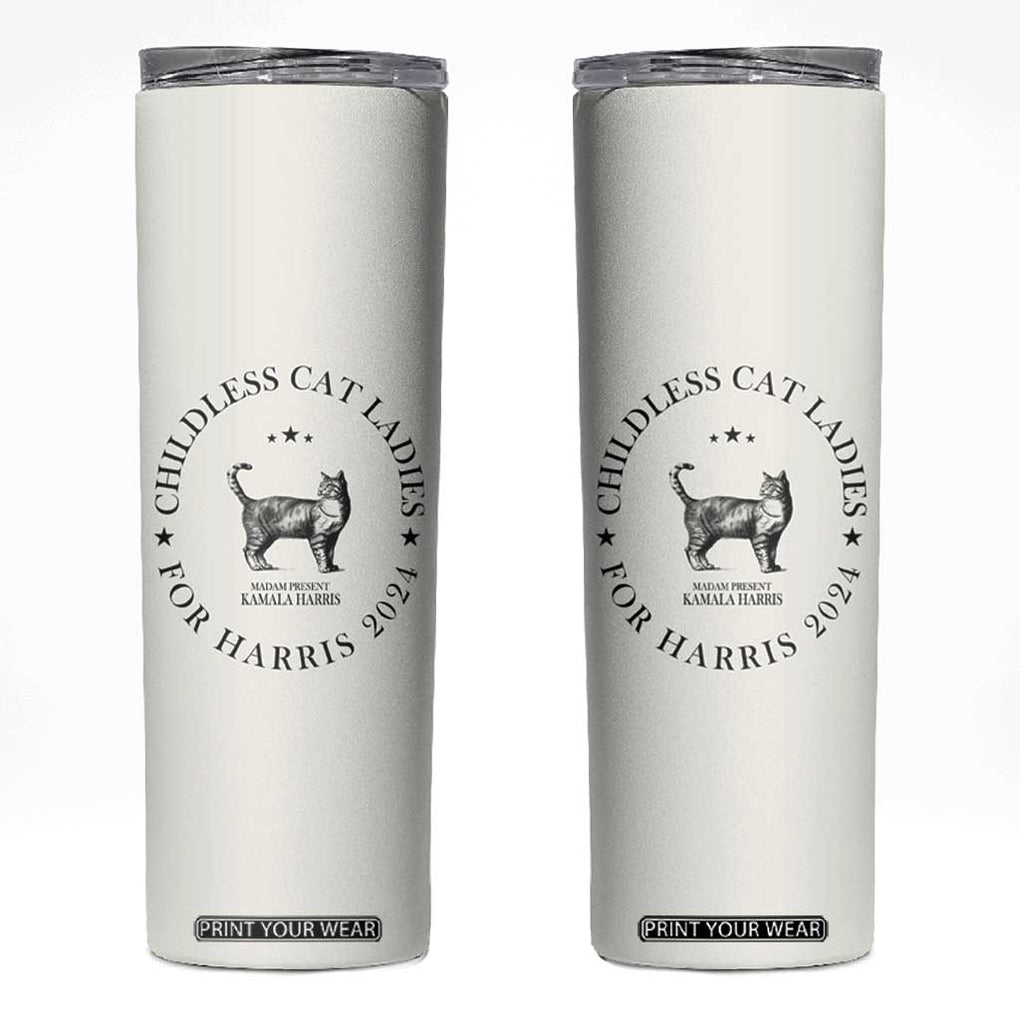 Childless Cat Ladies For Kamala Harris 2024 Skinny Tumbler Cat Gifts TB10 Cream Print Your Wear