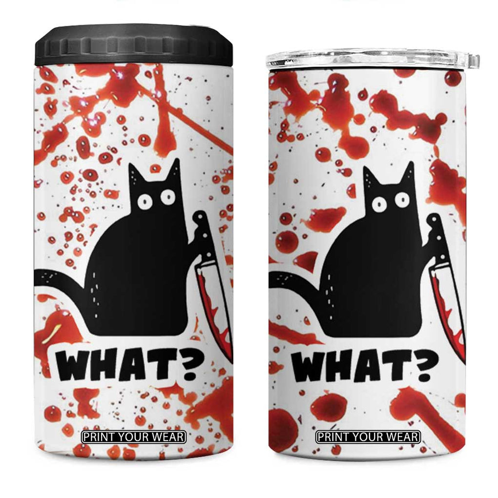 Funny Black Cat What 4 in 1 Can Cooler Tumbler Murderous Cat Holding Knife Halloween Costume Killer TB10 One Size: 16 oz White Print Your Wear