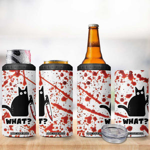 Funny Black Cat What 4 in 1 Can Cooler Tumbler Murderous Cat Holding Knife Halloween Costume Killer TB10 Print Your Wear