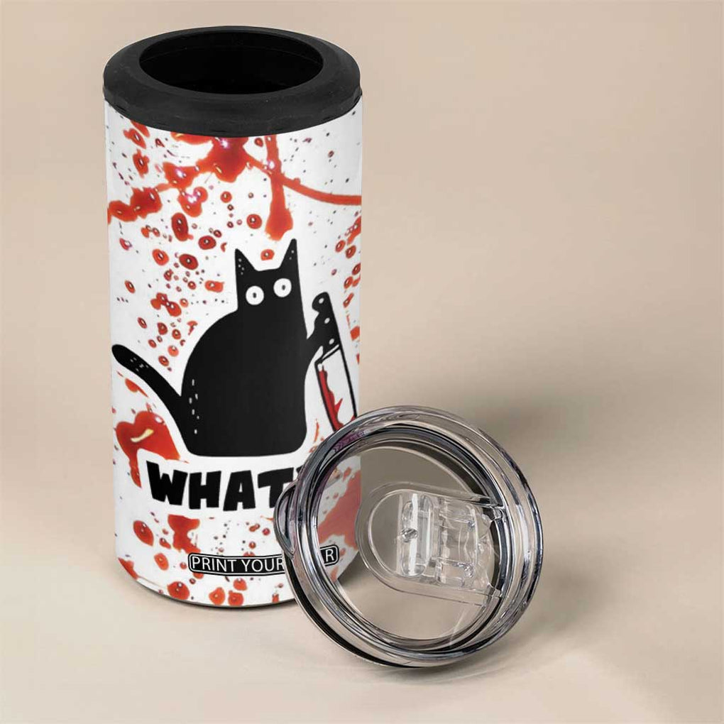 Funny Black Cat What 4 in 1 Can Cooler Tumbler Murderous Cat Holding Knife Halloween Costume Killer TB10 Print Your Wear