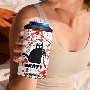 Funny Black Cat What 4 in 1 Can Cooler Tumbler Murderous Cat Holding Knife Halloween Costume Killer TB10 Print Your Wear