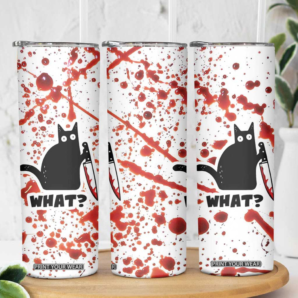Funny Black Cat What Skinny Tumbler Murderous Cat Holding Knife Halloween Costume Killer TB10 Print Your Wear
