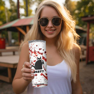 Funny Black Cat What Skinny Tumbler Murderous Cat Holding Knife Halloween Costume Killer TB10 Print Your Wear