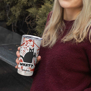 Funny Black Cat What Tumbler Cup Murderous Cat Holding Knife Halloween Costume Killer TB10 Print Your Wear
