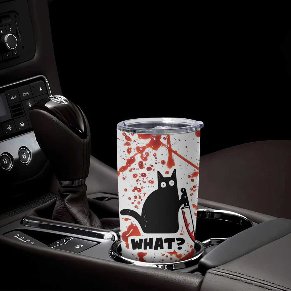 Funny Black Cat What Tumbler Cup Murderous Cat Holding Knife Halloween Costume Killer TB10 Print Your Wear