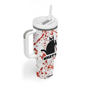 Funny Black Cat What Tumbler With Handle Murderous Cat Holding Knife Halloween Costume Killer TB10 Print Your Wear