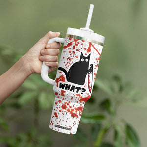 Funny Black Cat What Tumbler With Handle Murderous Cat Holding Knife Halloween Costume Killer TB10 Print Your Wear